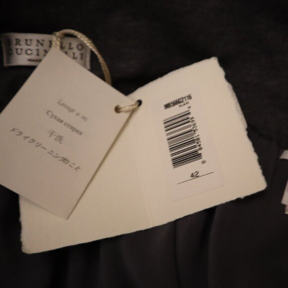 Brunello Cucinelli Charcoal Gray Pleated Skirt Wool Blend Slit Size 6 NWT $1,845 - Picture 8 of 9